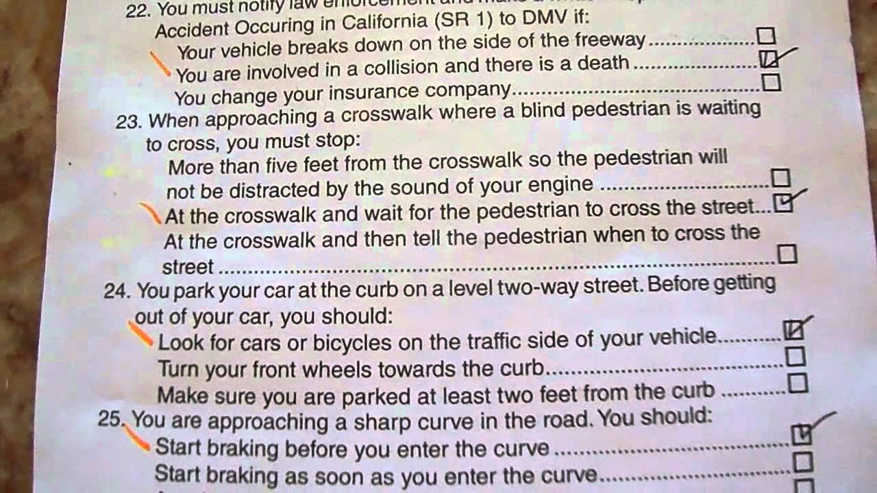 California Driver License Test Answers